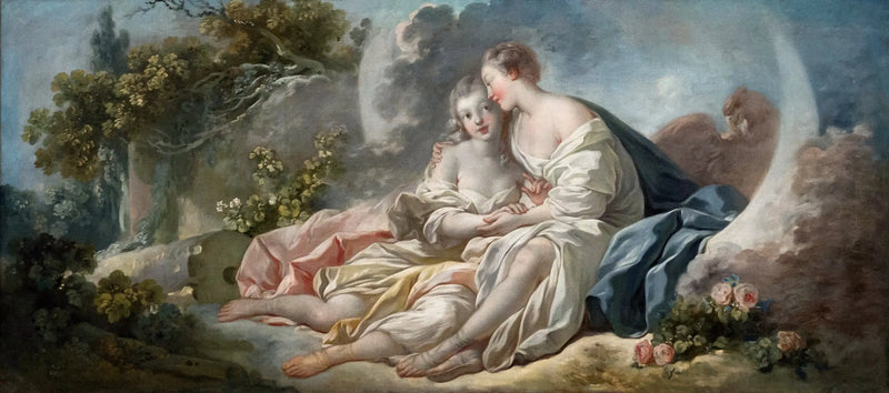 Jupiter pod podobou Diany, svádějící Callista - Jean-Honoré Fragonard
