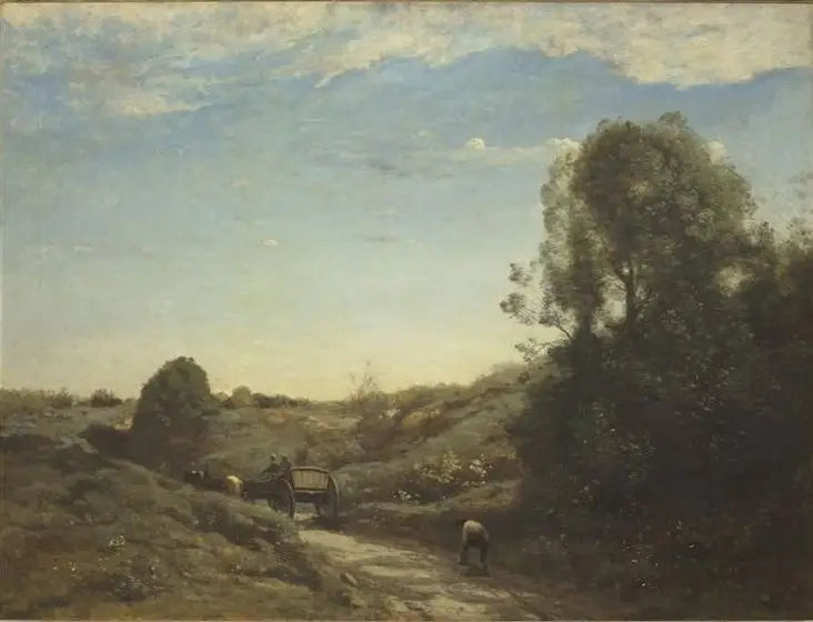 La Charrette, suvenýr z Marcoussis - Jean-Baptiste Camille Corot