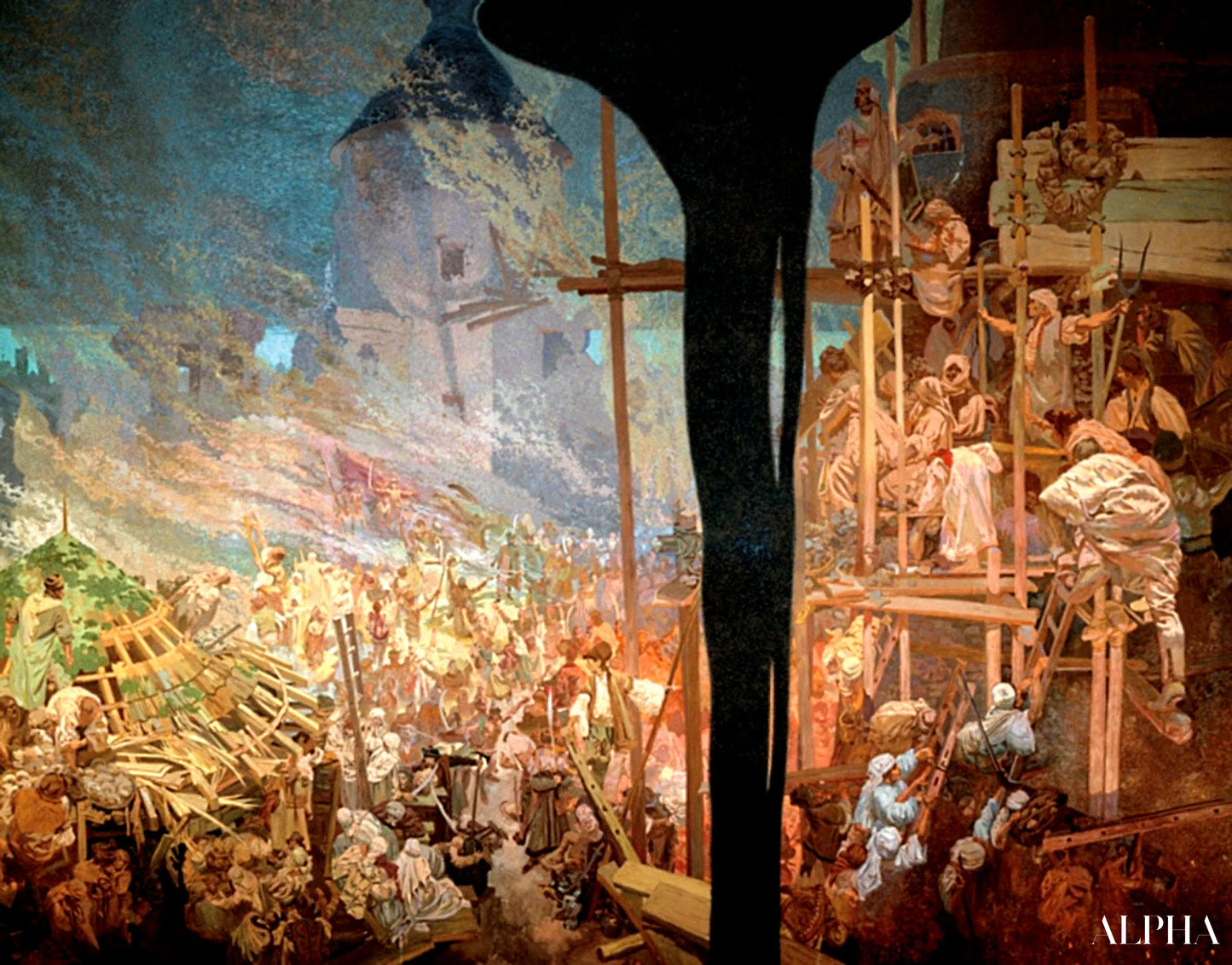 La défense de Sziget contre les Turcs par Nicholas Zrinsky - Mucha - Reproductions de tableaux et peintures haut de gamme