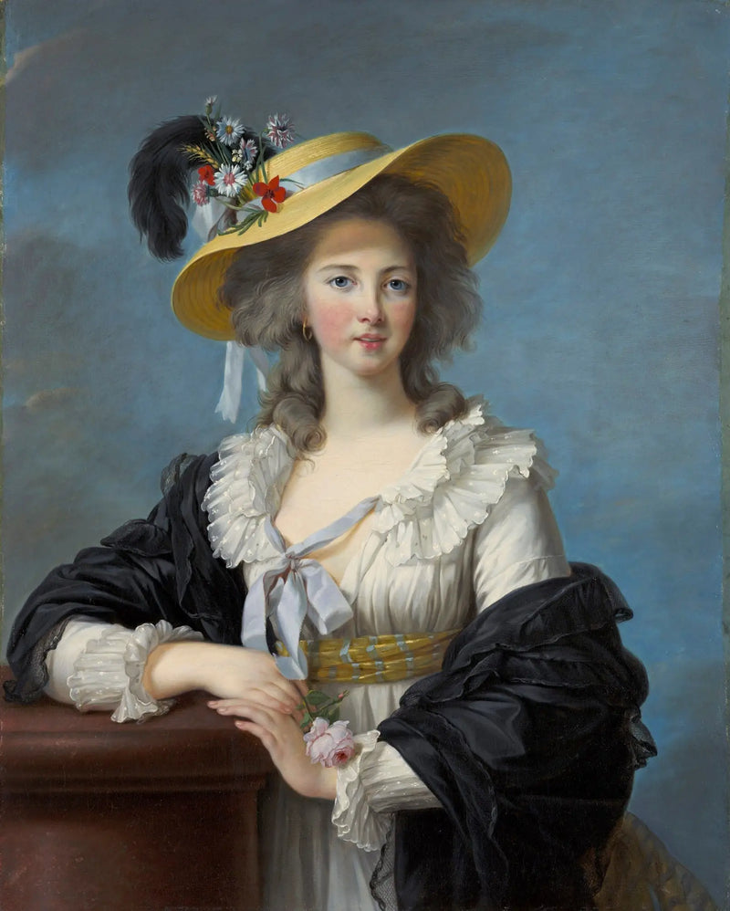 Vévodkyně z Polignacu s kloboukem z pšeničné slámy - Élisabeth Vigée Le Brun