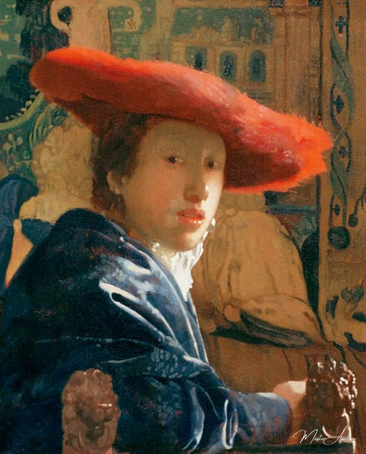 La Fille au chapeau rouge - Johannes Vermeer - Reproductions de tableaux et peintures haut de gamme