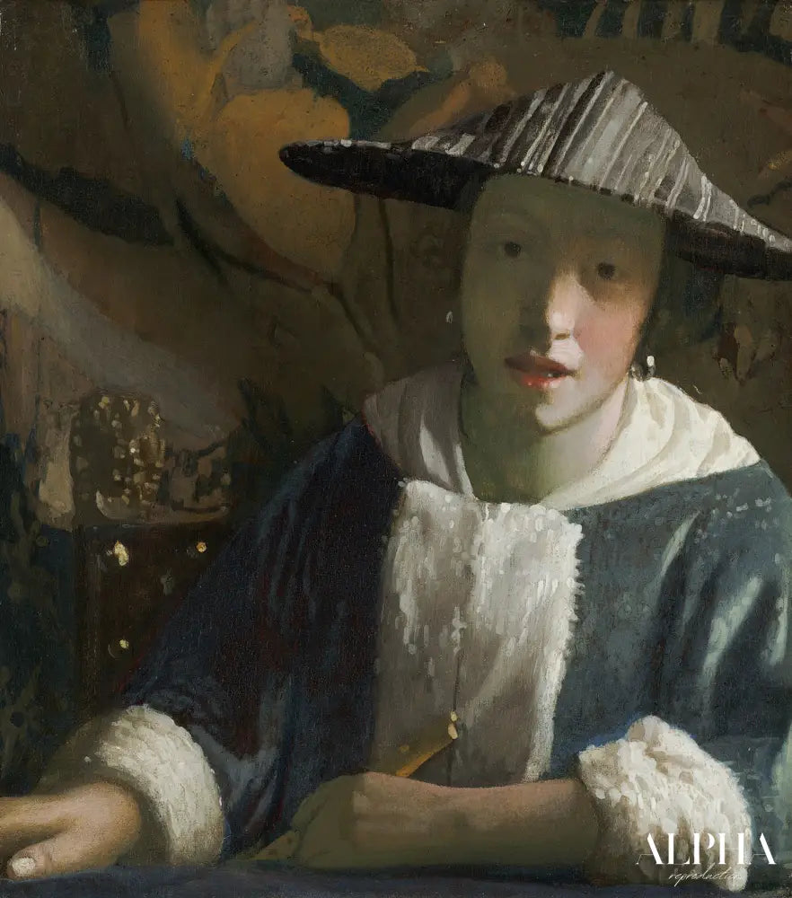 La Jeune Fille à la flûte - Johannes Vermeer - Reproductions de tableaux et peintures haut de gamme