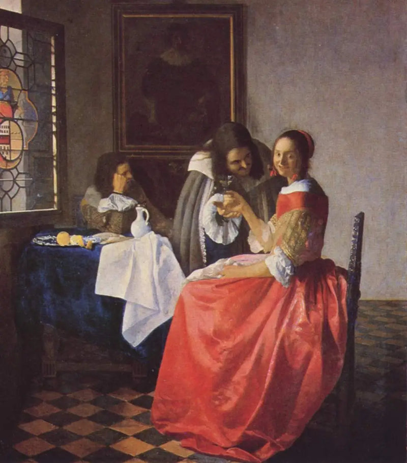 Mladá dívka s pohárem vína - Johannes Vermeer