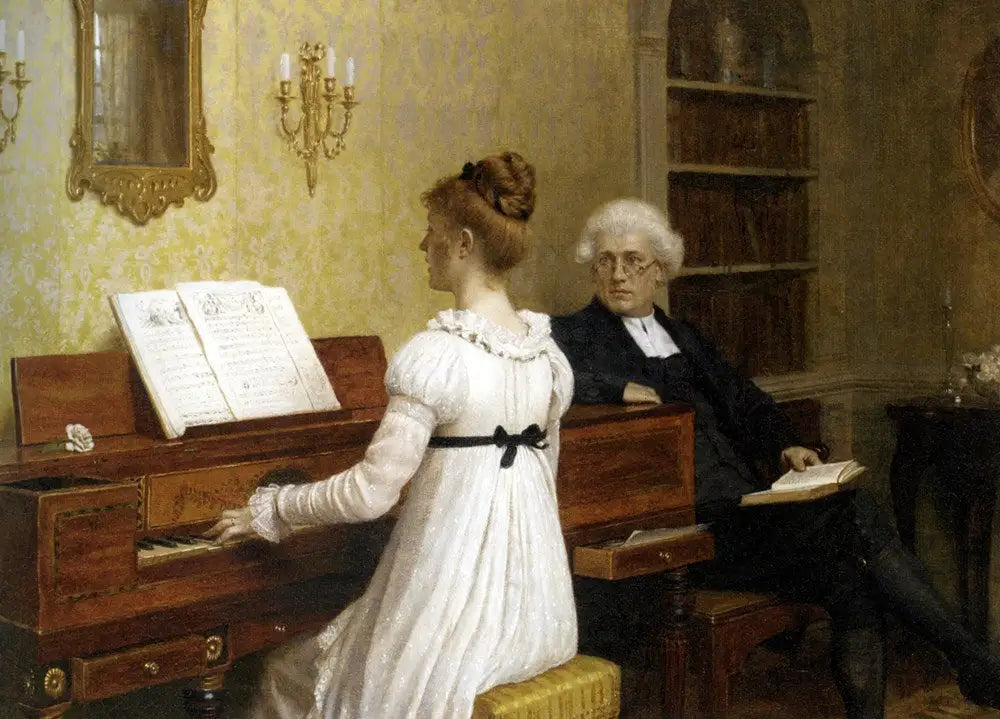 La leçon de piano - Edmund Blair Leighton - Alpha Reproduction
