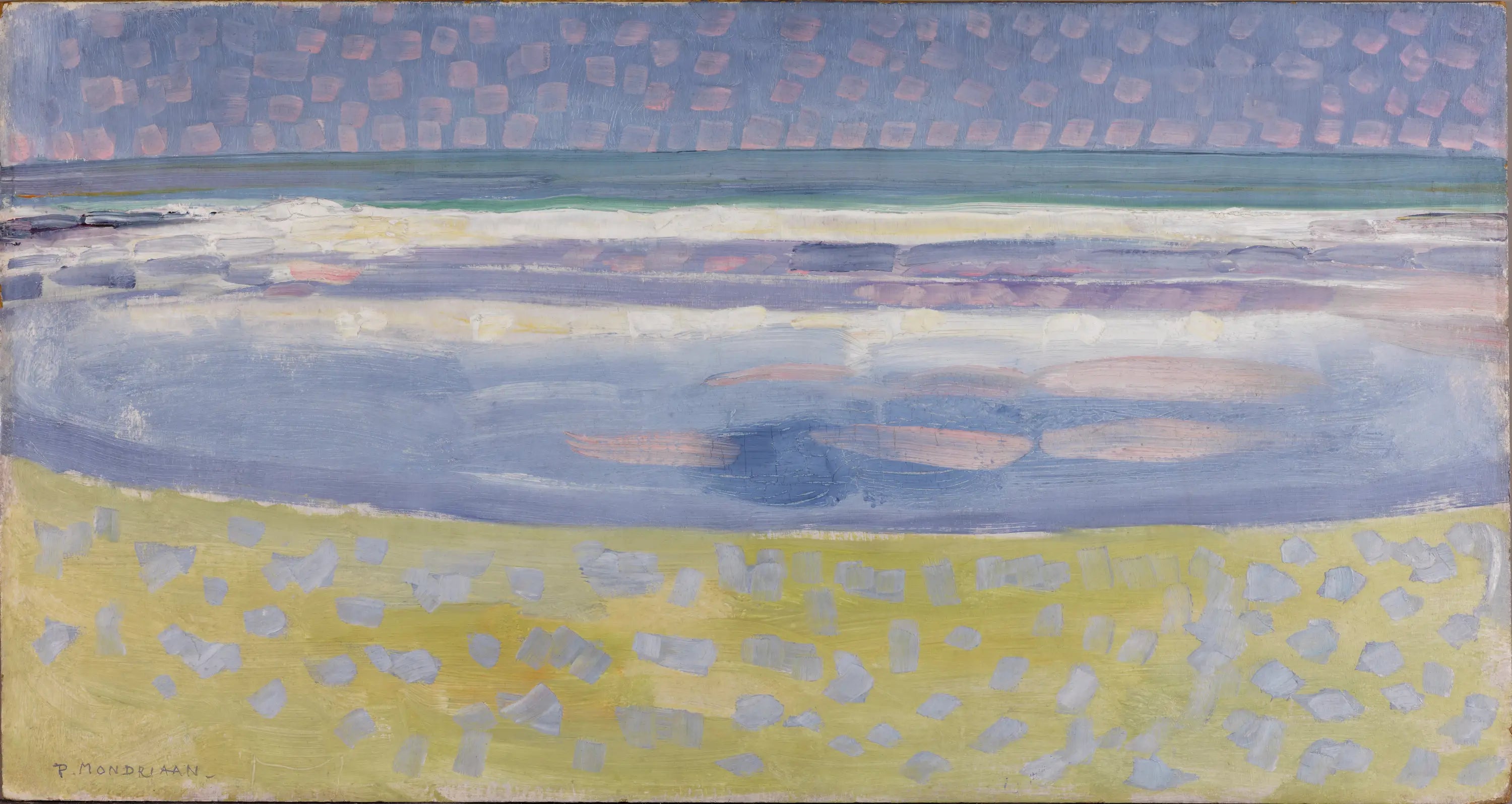 Reproduction du tableau « La mer après le coucher du soleil - Piet Mondrian » par Alpha Reproduction en peinture à l’huile