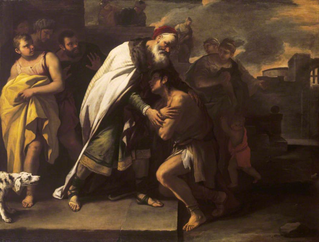 La parabole du fils prodigue: accueilli à la maison par son père - Luca Giordano - Alpha Reproduction