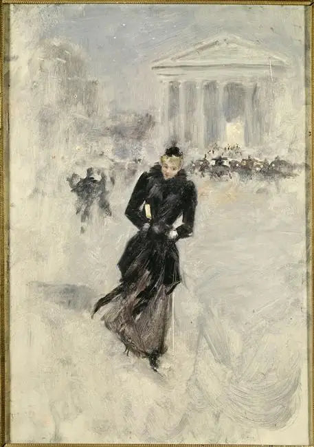 La Parisienne rue Royale femme au boa - Jean Béraud - Alpha Reproduction