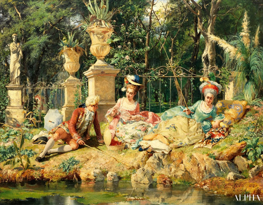 La partie de pêche - Cesare-Auguste Detti Reproductions de tableaux à la peinture à l’huile