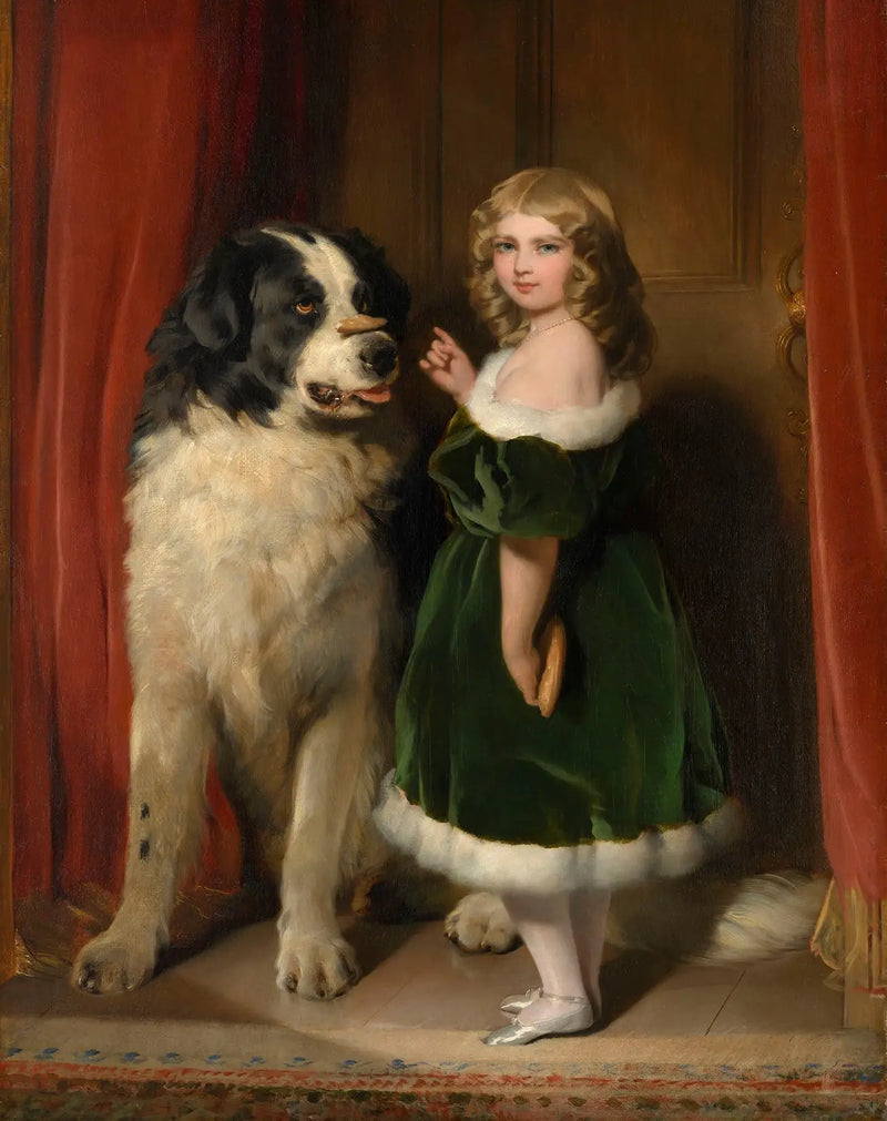 Princezna Mary z Cambridge se Nelsonem, psem Newfoundland - Edwin Henry Landseer