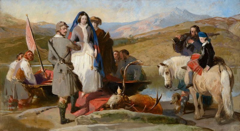 Královna Viktorie přistává u Loch Muick - Edwin Henry Landseer