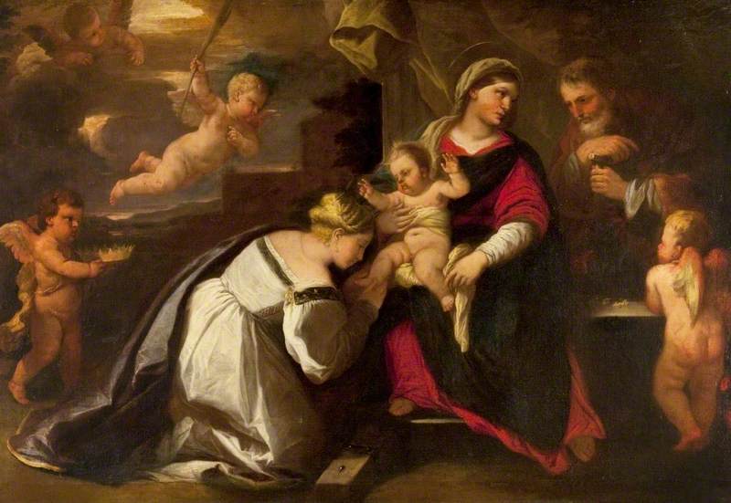 Svatá rodina s svatou Kateřinou z Alexandrie - Luca Giordano