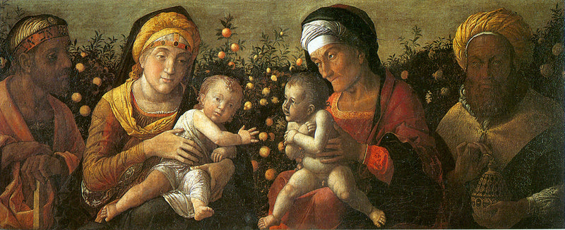 Svatá rodina a rodina svatého Jana Křtitele - Andrea Mantegna