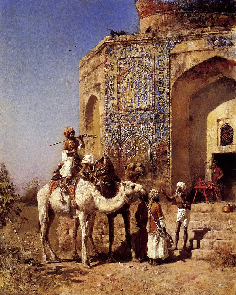 Starý modrák na dlaždicích mimo Delhi - Edwin Lord Weeks