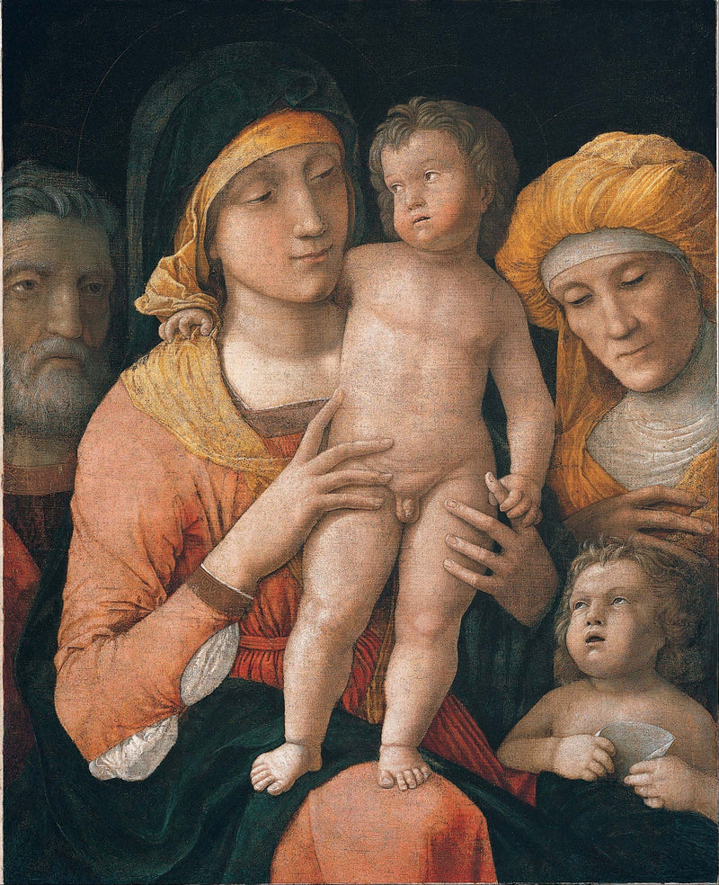 Panna Marie s dítětem s svatými Josefem, Eliškou a Janem Křtitelem - Andrea Mantegna
