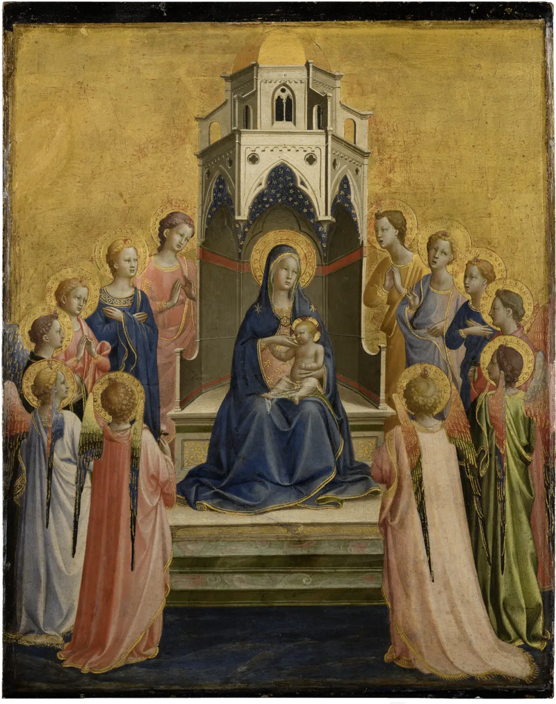 Panna s dítětem na trůnu a dvanáct andělů - Fra Angelico