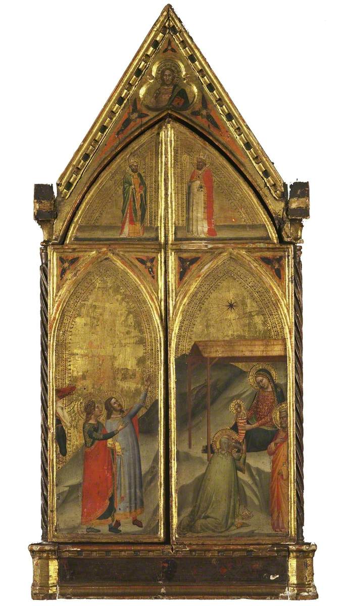 Panna Marie s dítětem na trůnu s svatými (zavřený triptych) - Bernardo Daddi