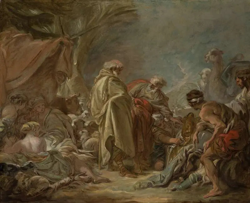 Laban při hledání svých idolů - François Boucher