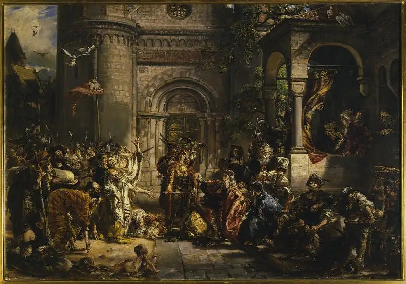 Přivítání Židů, ze série „Dějiny civilizace v Polsku“ - Jan Matejko