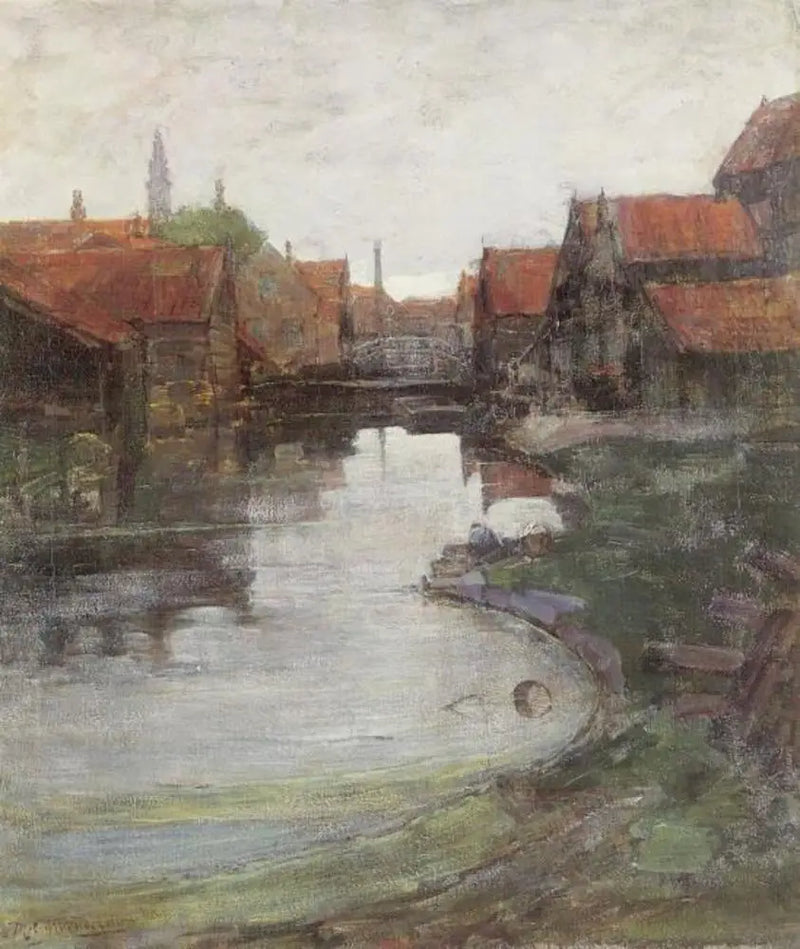Lange Bleekerssloot s kostelem na Západě - Piet Mondrian