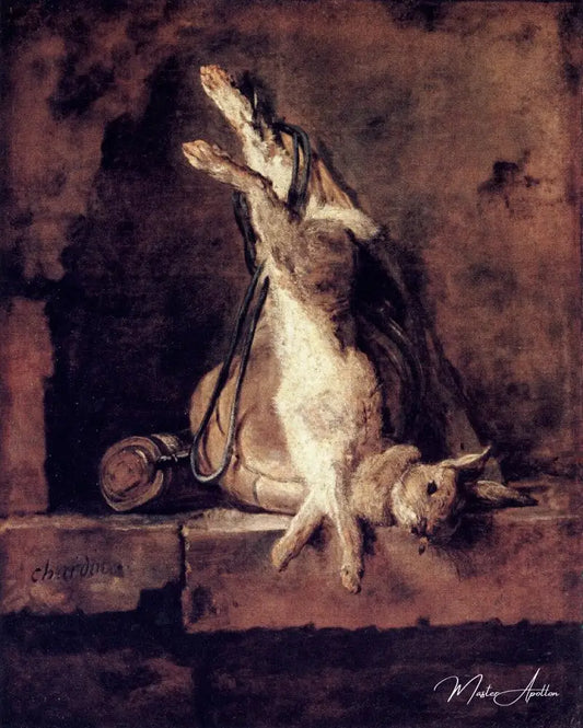 Lapin sauvage avec carnier et poire à poudre - Jean Siméon Chardin - Reproductions de tableaux et peintures haut de gamme