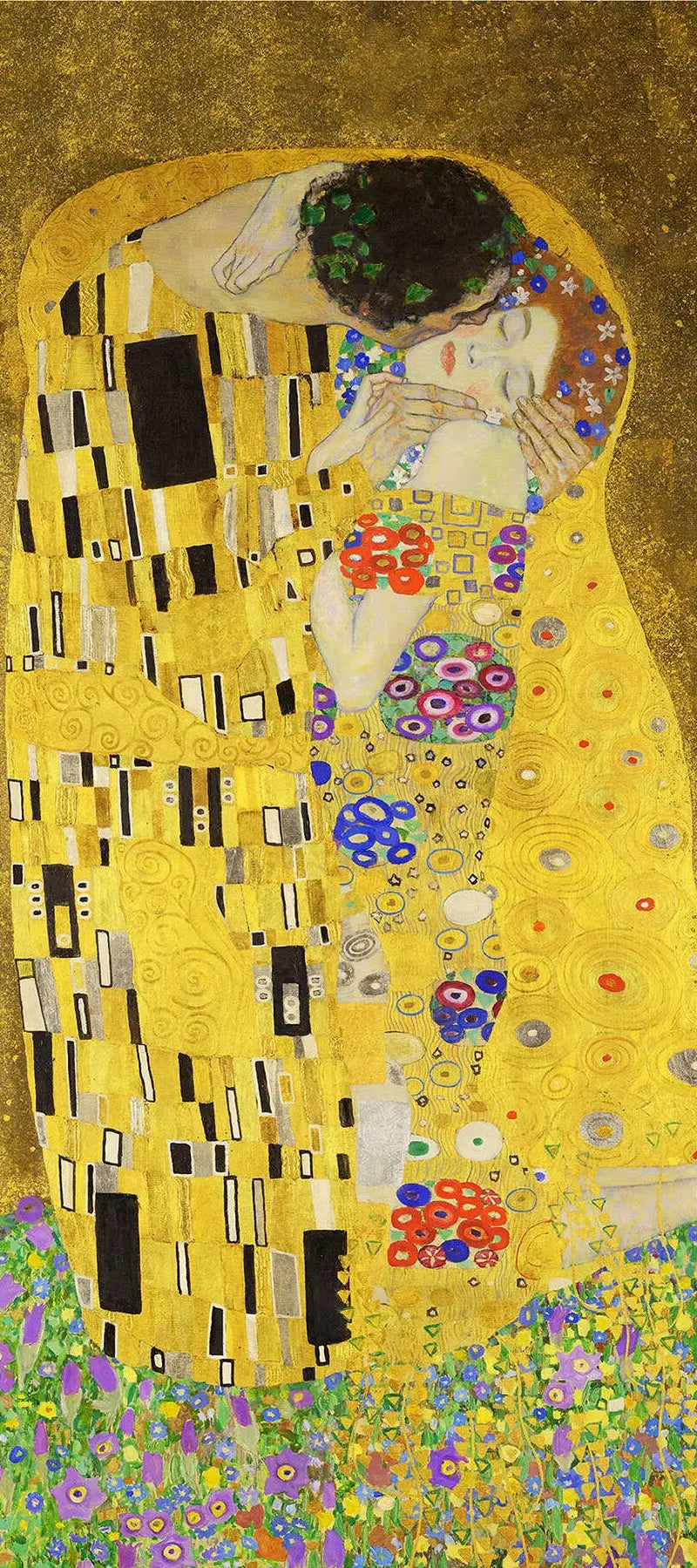 💛 Polibek (Detail II) – Gustav Klimt (1907–1908)