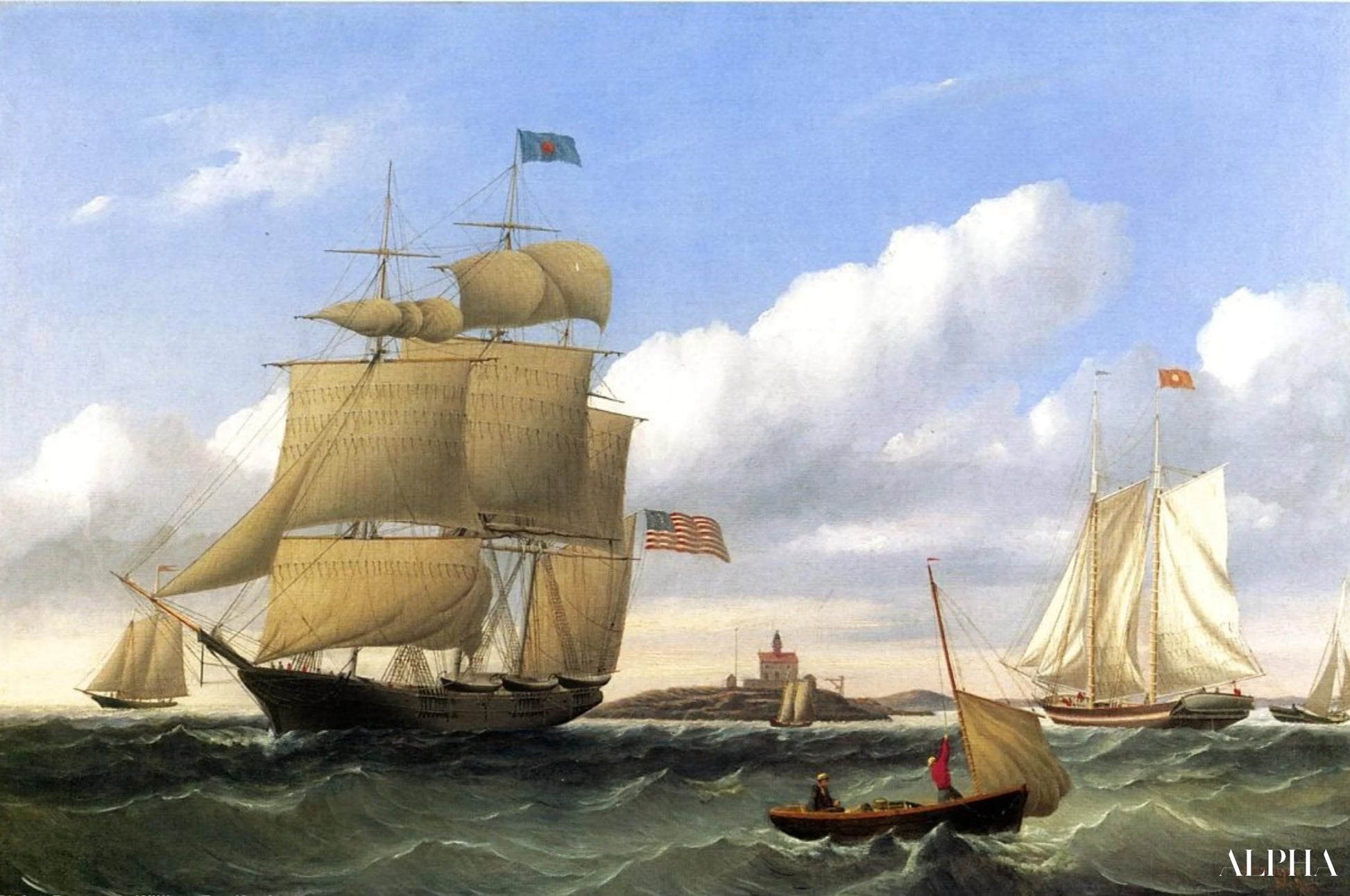Le baleinier "Emma C. Jones" au large de Round Hills, New Bedford - William Bradford - William Bradford - Reproductions de tableaux et peintures haut de gamme