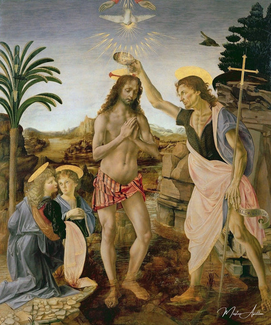 Le Baptême du Christ - Léonard de Vinci - Reproductions de tableaux et peintures haut de gamme