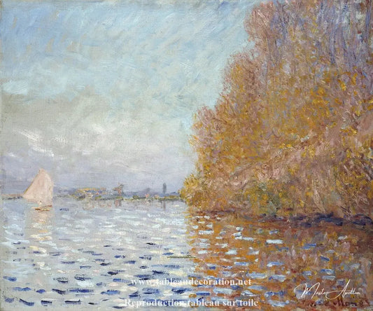 Le Bassin d'Argenteuil avec un Voilier - Tableau Monet - Reproductions de tableaux et peintures haut de gamme