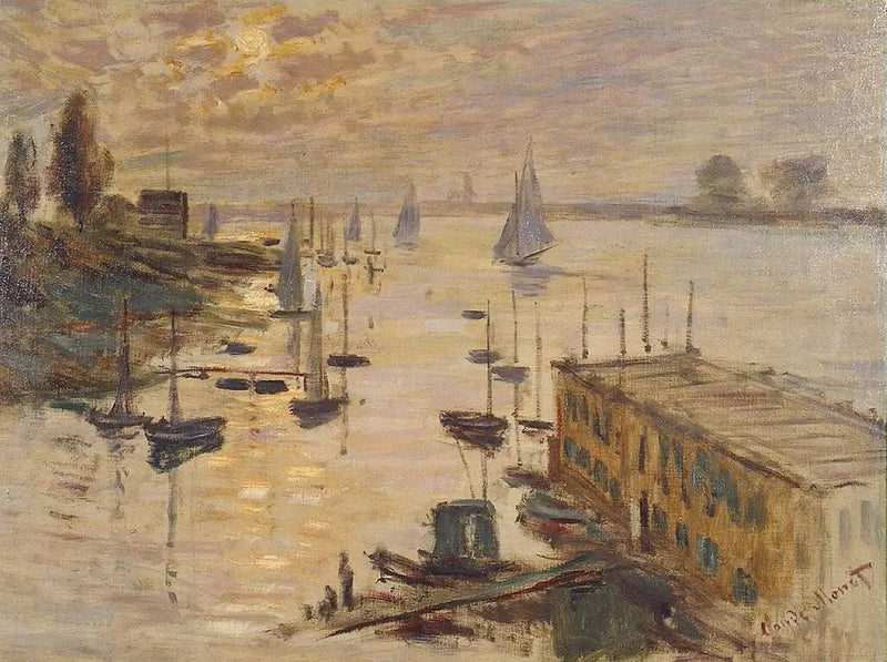 Záliv Argenteuil viděný z mostu pro automobily - Claude Monet