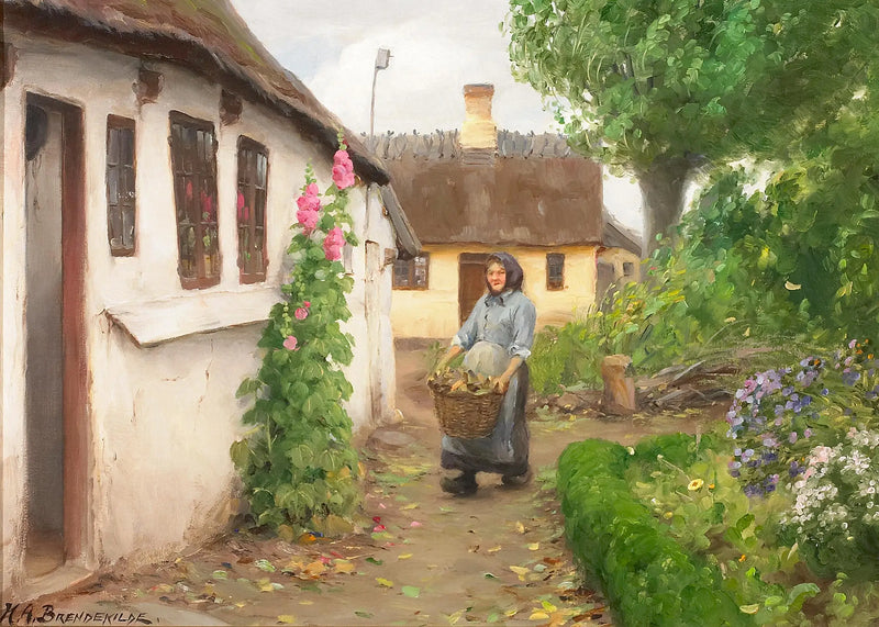 Dřevo na topení je přepravováno až k domu. - H. A. Brendekilde