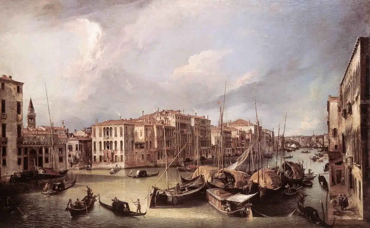 Le Grand Canal vu du nord-est vers le pont du Rialto - Canaletto - Alpha Reproduction