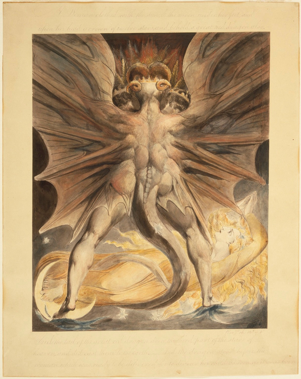 Le grand dragon rouge et la femme vêtue du soleil (Apocalypse 12: 1-4) - William Blake - Alpha Reproduction