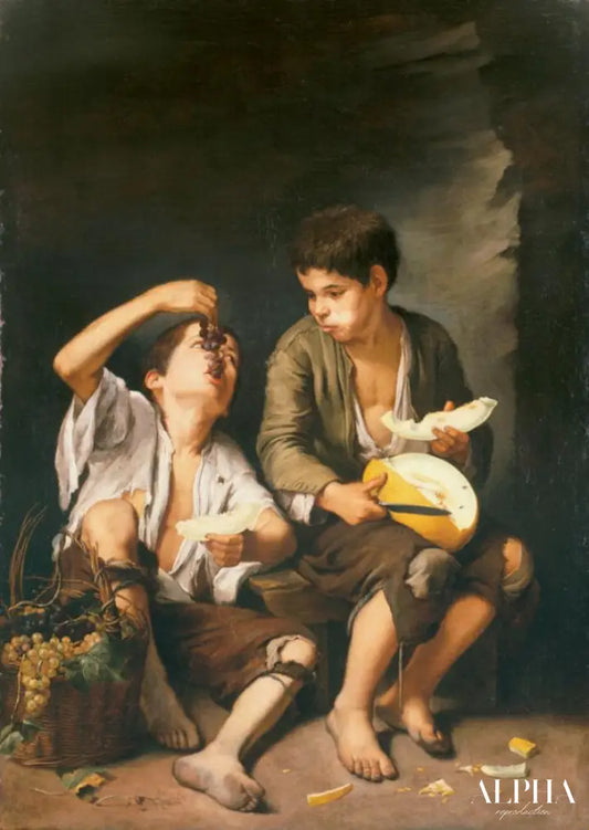 Le Mangeur de melon et de raisin - Bartolomé Esteban Murillo - Reproductions de tableaux et peintures haut de gamme