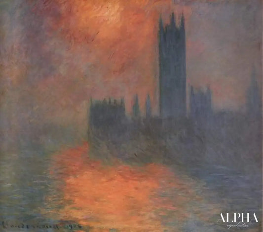 Le Parlement, coucher de soleil (W 1607) - Claude Monet - Reproductions de tableaux et peintures haut de gamme