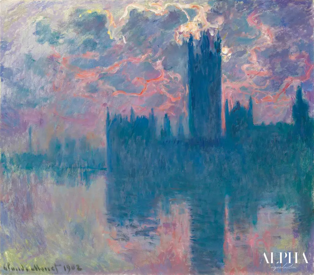 Le Parlement, soleil couchant (W1603) - Claude Monet - Reproductions de tableaux et peintures haut de gamme