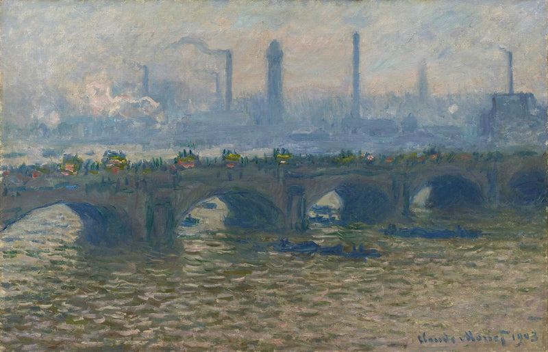 Most Waterloo, šedé počasí - Claude Monet