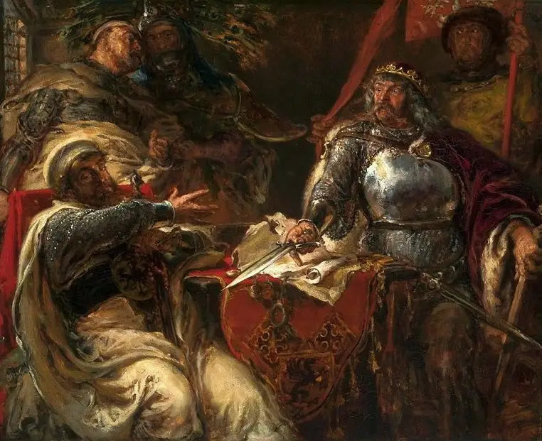 Král Ladislav le Bref přerušil dohody s německými rytíři v Brześć Kujawski. - Jan Matejko