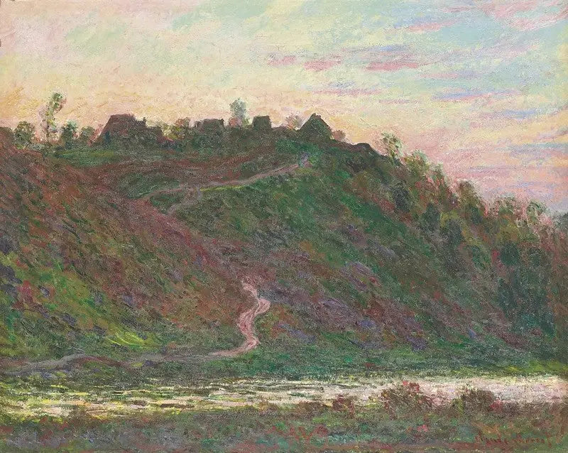 Vesnice La Roche-Blond za západu slunce - Claude Monet
