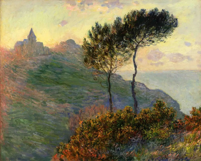 Kostel ve Varengeville proti světlu - Claude Monet