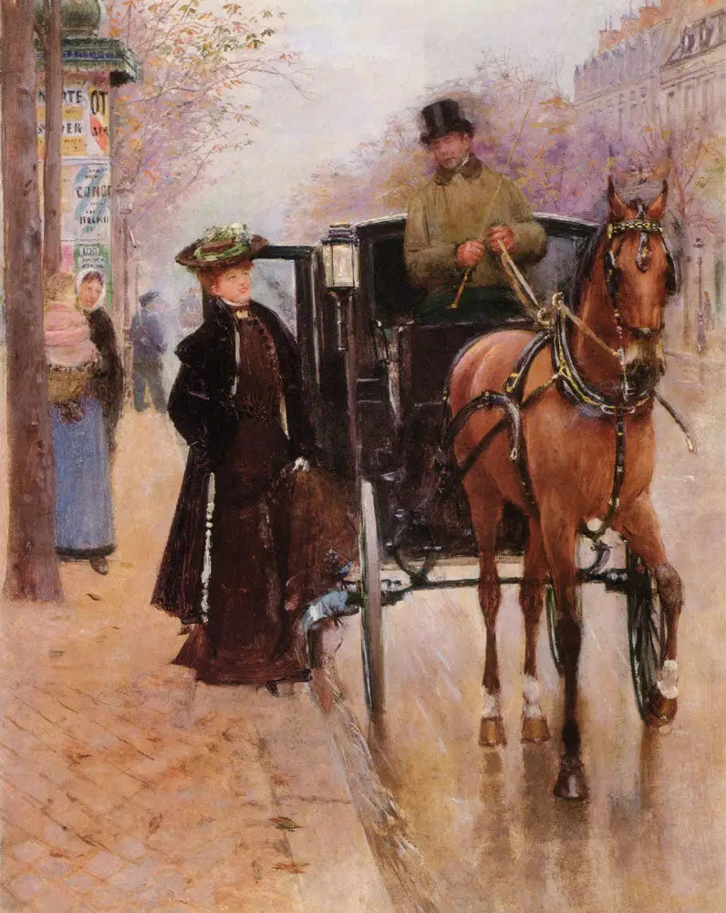 Elegantní v kočáře - Jean Béraud