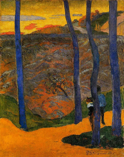 Reproduction du tableau « Les arbres bleus (Vous y passerez, la belle) - Paul Gauguin » par Alpha Reproduction en peinture à l’huile
