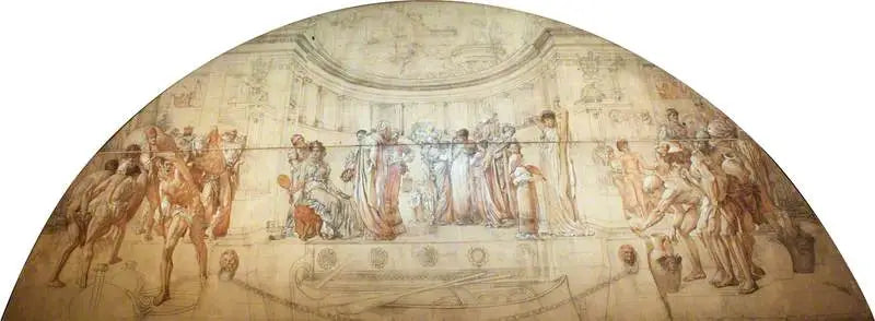 Umění průmyslu aplikované na mír (náčrt v životní velikosti pro nástěnné malby v Victoria and Albert Museum) - Frederic Leighton