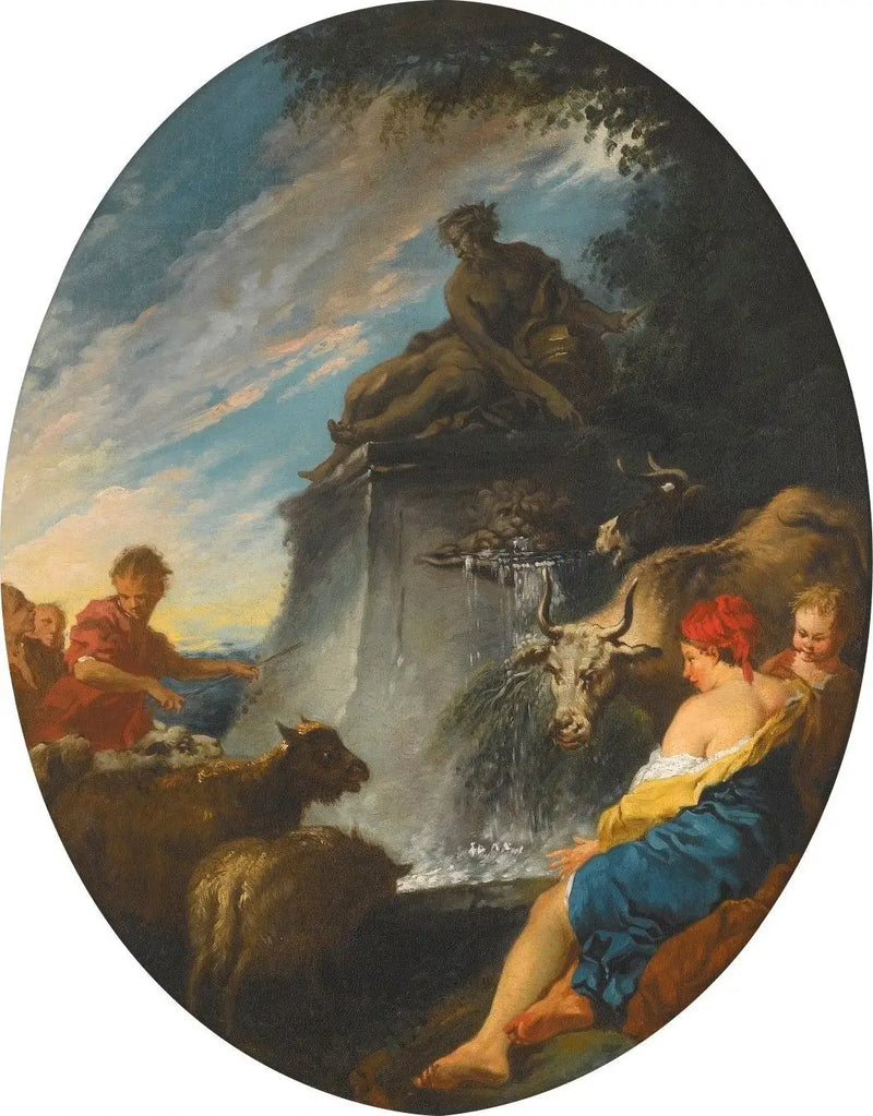 Pastýři u fontány - François Boucher