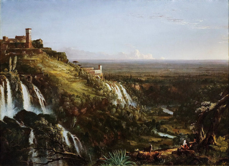 Les Cascatelli, Tivoli, směrem k Římu - Thomas Cole