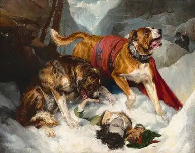 Les Dogues des Alpes oživují záchranáře v nouzi - Edwin Henry Landseer
