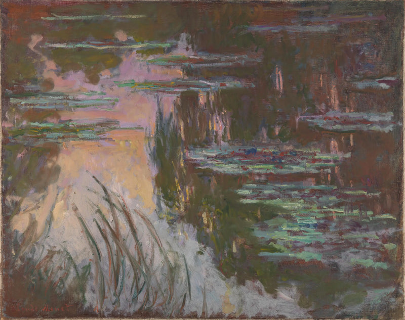 Lekníny, západ slunce - Claude Monet
