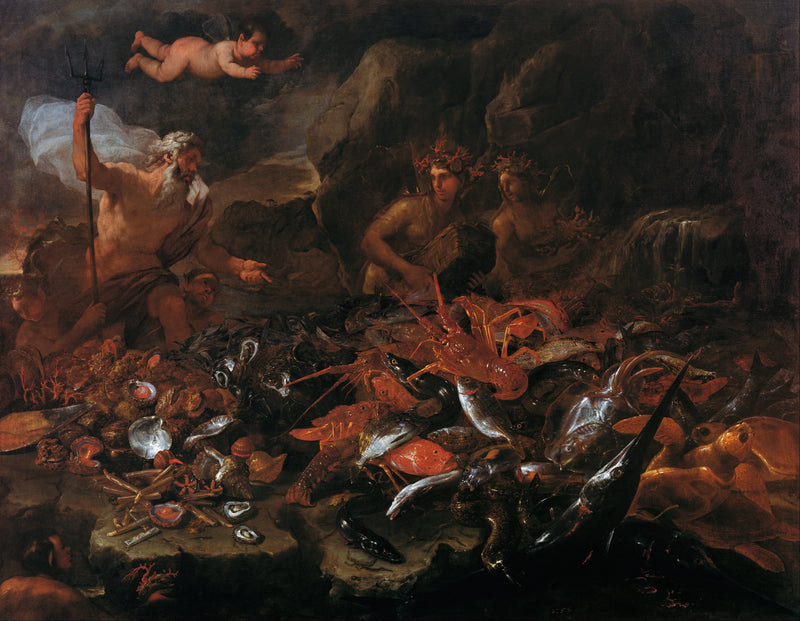 Bohatství moře s Neptunem, tritony a dvěma néréidami - Luca Giordano