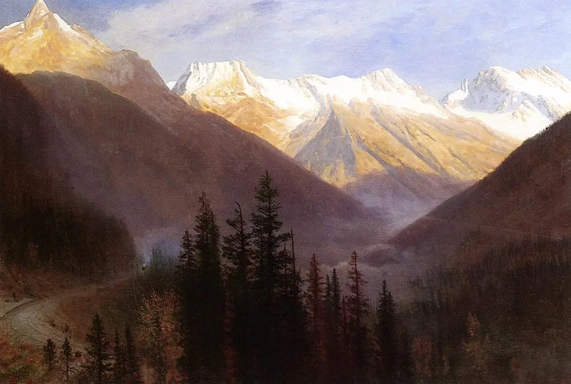 Východ slunce v Glacier Station - Albert Bierstadt