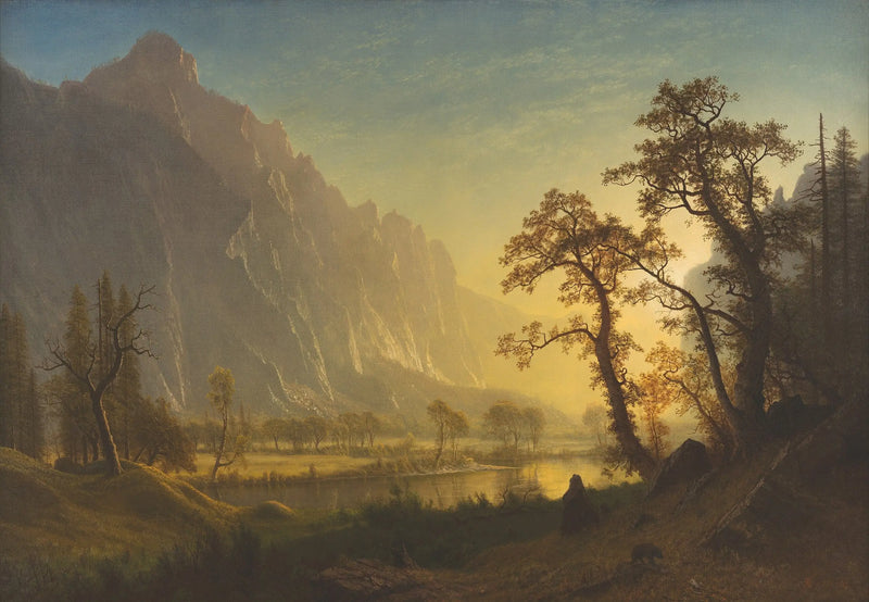 Východ slunce, údolí Yosemite - Albert Bierstadt