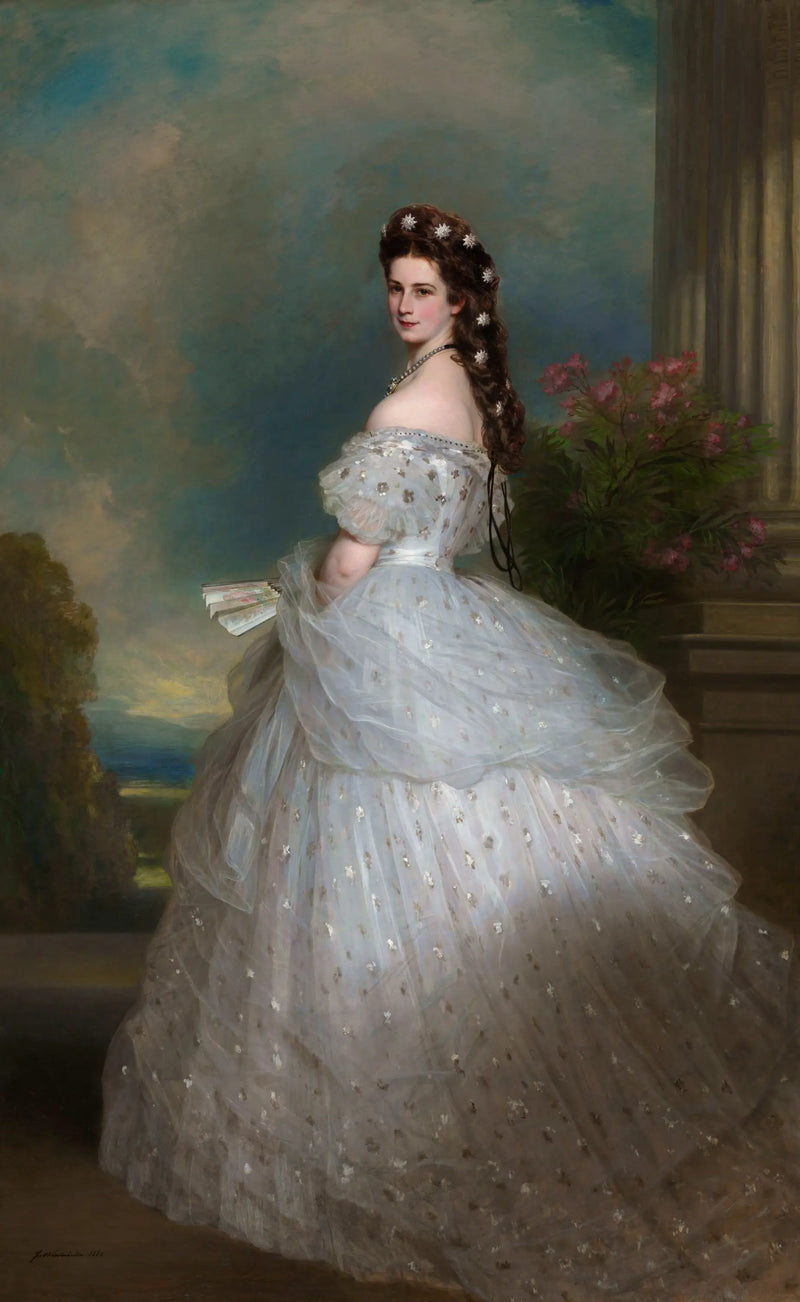Císařovna Alžběta v plesových šatech s diamantovými hvězdami ve vlasech - Franz Xaver Winterhalter